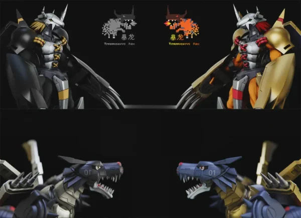 War Greymon & Metal Garurumon - Digimon Resin Statue - Tyrannosaurus Rex Studios [In Stock]