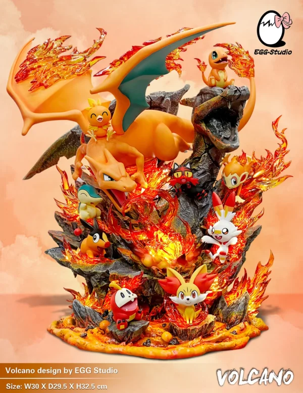 Fire Type Family with LED - Pokemon Resin Statue - EGGS Studios [In Stock]