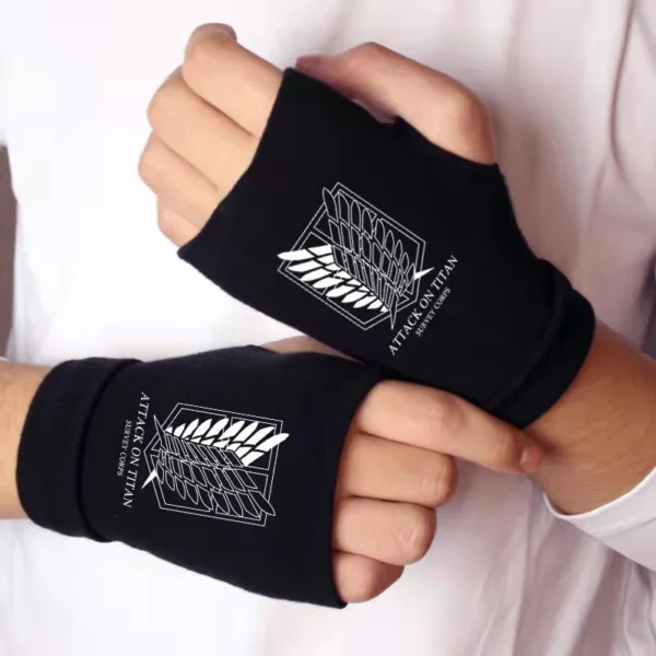 Fingerless Gloves with Logo of Wings of Freedom - Free Shipping - Attack On Titan