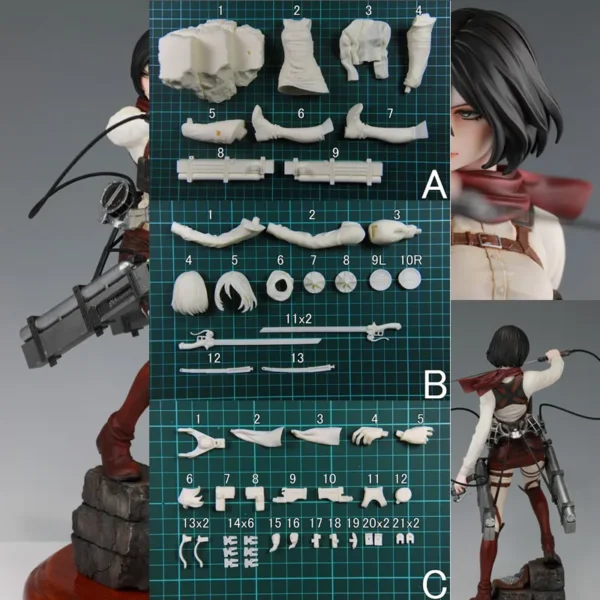 1/7 Attack on Titan Shingeki no Kyojin Mikasa Ackerman GK Unpainted Unassambled Resin White Model Kit Toys - Image 2