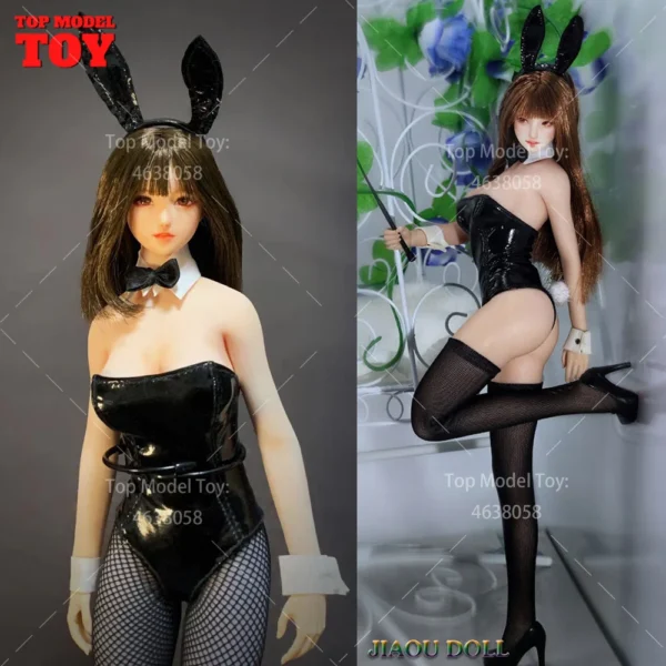 JOA-31 1/6 Scale Bunny Girl Leather Tight Bodysuit Clothes Model Fit 12'' PH TBL JIAOU DOLL Female Soldier Action Figure Body