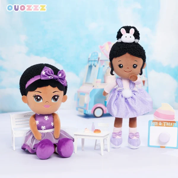 OUOZZZ Plush Dolls for Girls African American Rag Doll Kawaii Soft Stuffed Plush Doll Toys Children Reborn Gifts - Image 2