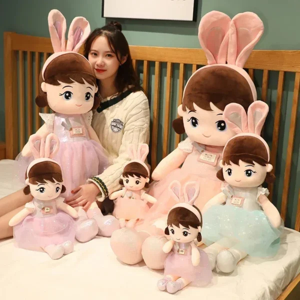 45cm Kawaii Plush Girl Dolls with Rabbit Ear Soft Stuffed Dolls Lovely Plush Toys Girl Toys Kids Birthday Valentine Gift - Image 3