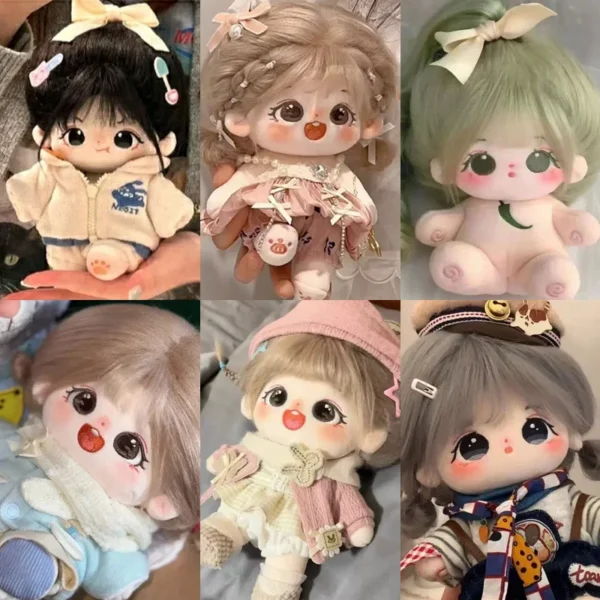 20cm Kawaii Plush Cotton Doll Idol Stuffed Super Star Figure Dolls No Attribute Crying Cotton Doll Can Change Clothes Kids Gift