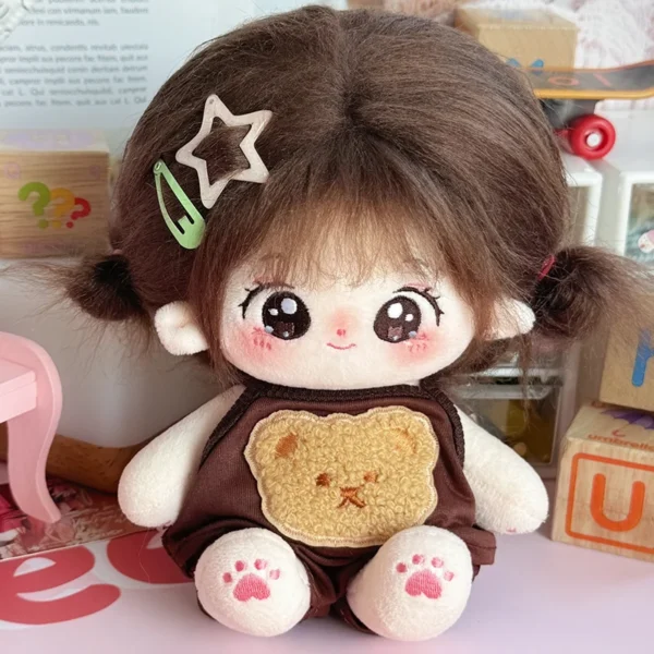 20cm Idol Doll Plush Cotton Star Dolls Kawaii Stuffed Baby Plushies bear overalls No Attributes Dolls Toys Kids Collection Gift - Image 2