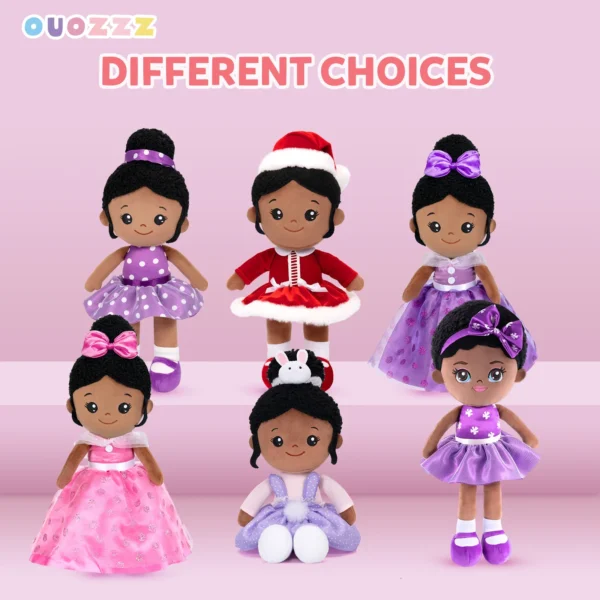 OUOZZZ Plush Dolls for Girls African American Rag Doll Kawaii Soft Stuffed Plush Doll Toys Children Reborn Gifts - Image 5