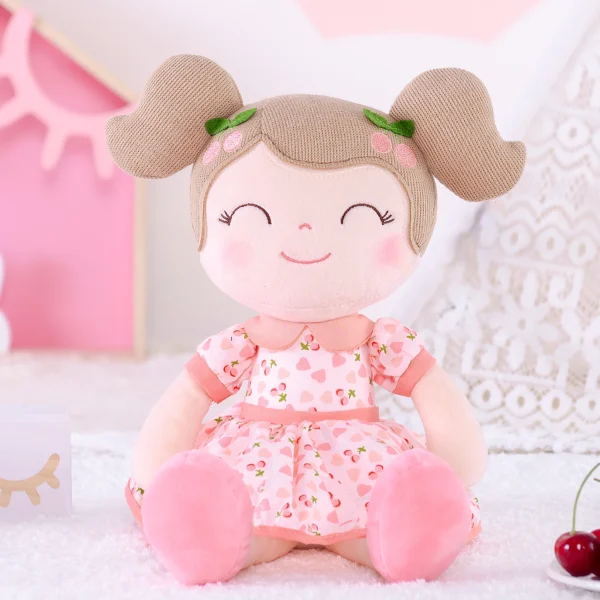 Gloveleya Stuffed Toys Cherry Girl Plush Doll Baby Girl Gifts Cloth Dolls Christmas Gifts Ideas Birthday Gifts Doll Pink