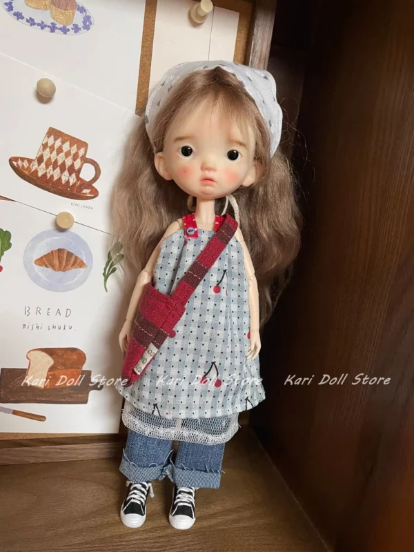 Kari Doll Clothes and skirts dress Cherry dots with Scarf for Landazz Landoudou Doll - Image 4