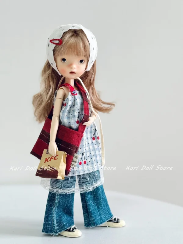 Kari Doll Clothes and skirts dress Cherry dots with Scarf for Landazz Landoudou Doll