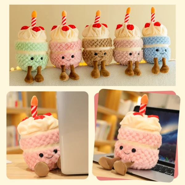 28CM Kawaii Strawberry Cake Stuffed Plush Lifelike Simulation Cream Cake Doll machine Decoration Gift Toy for Kid Adult - Image 2