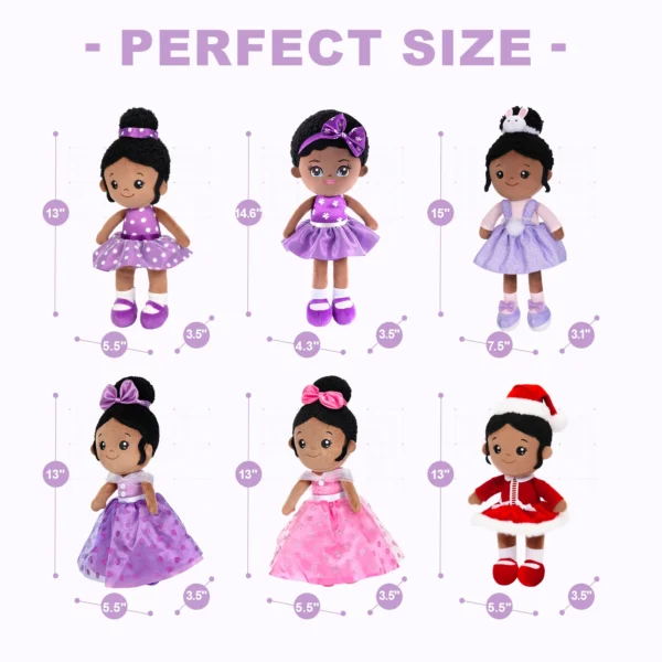 OUOZZZ Plush Dolls for Girls African American Rag Doll Kawaii Soft Stuffed Plush Doll Toys Children Reborn Gifts - Image 6